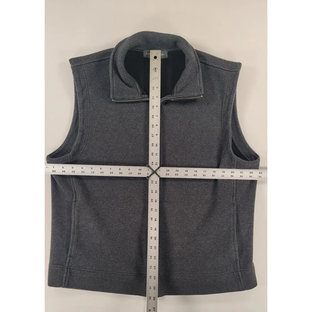 Banana Republic Mens XL Gray Full Zip Fleece Vest Mock Neck‎